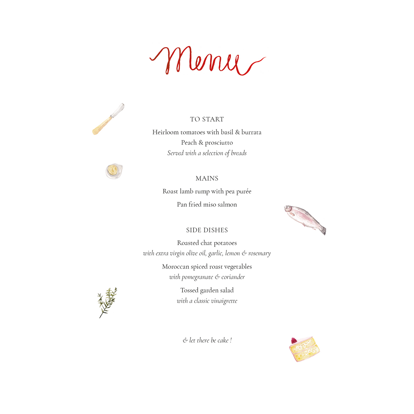 Carte Du Jour Menu