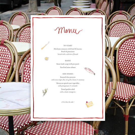 Carte Du Jour Menu