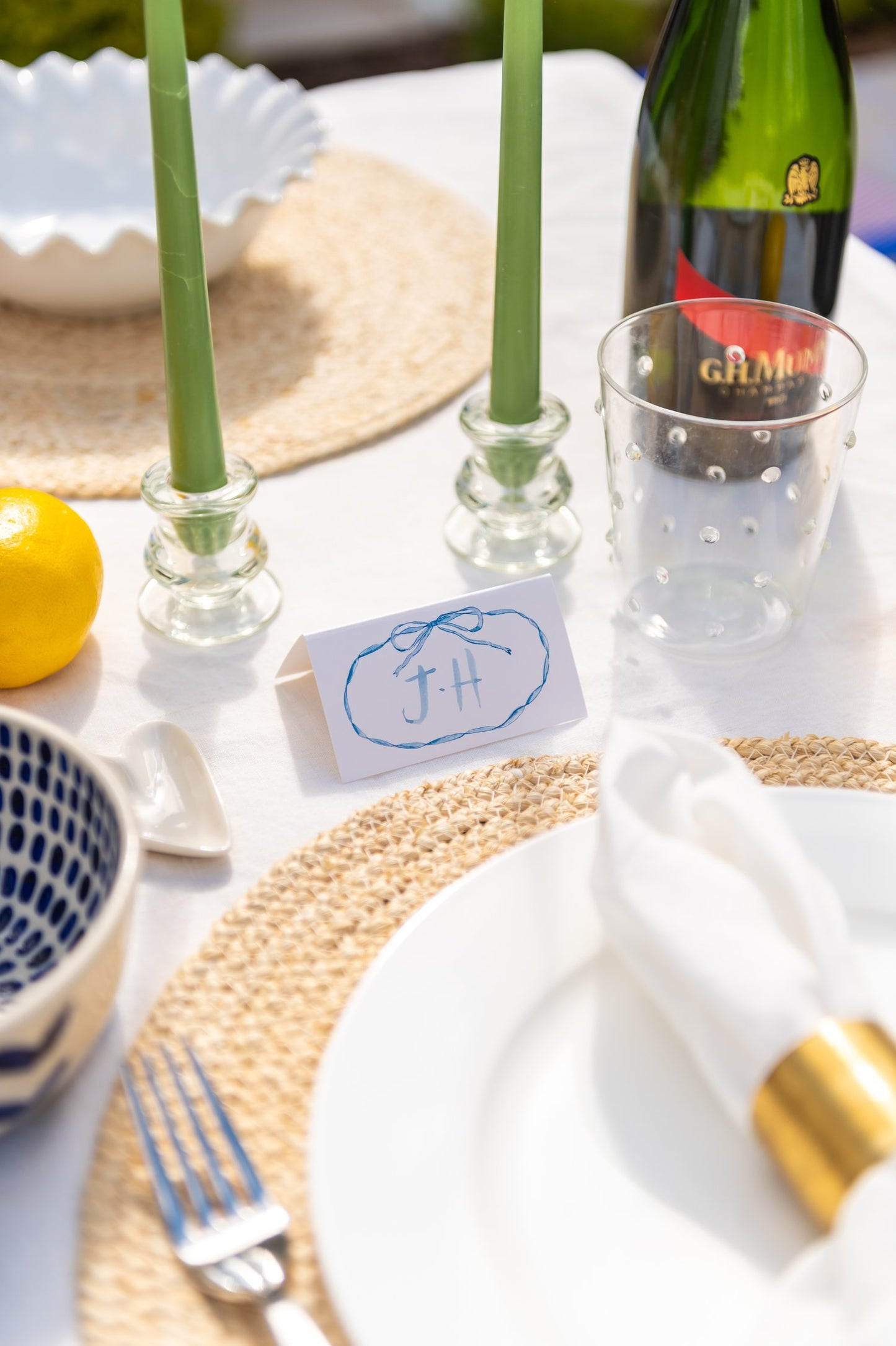 Blue Bows Place Cards