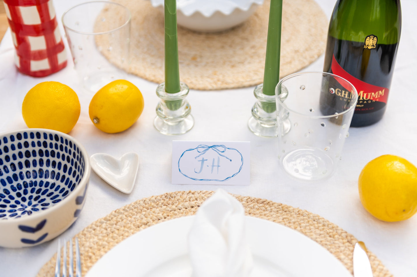 Blue Bows Place Cards